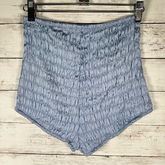 Free People Intimately Ruched Silky Shorties Short Blue Stretch Sz Small NEW - Picture 4 of 6